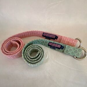 Vineyard Vines Cloth Belts (2) Sailboat (pink) & Anchor (green) Both Sz Small